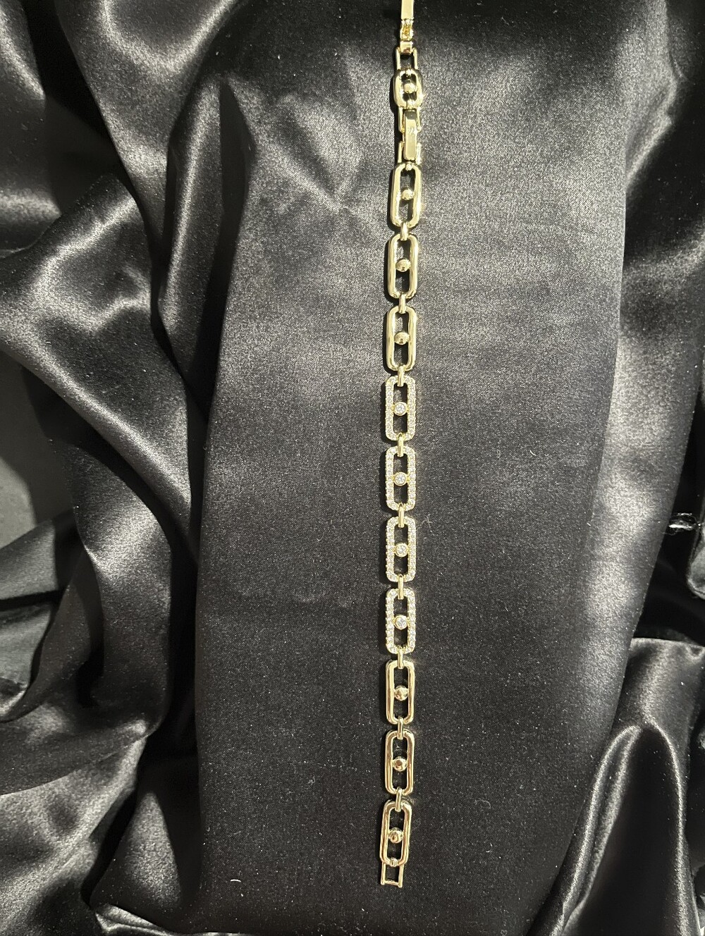 14k Gold Filled Stone Rectangular Link Bracelet 7"